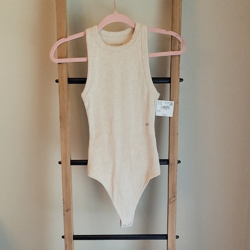 American Eagle Outfitters Oatmeal Color Cream Bodysuit XXS